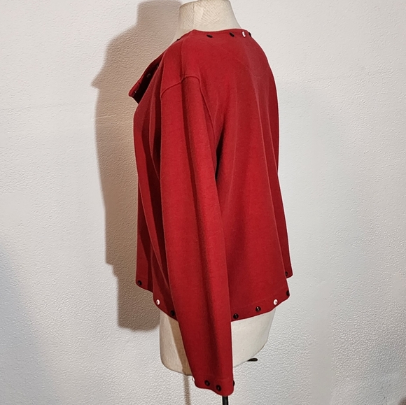 C & B Button Detail Snap Cardigan Red Size L - Picture 6 of 16